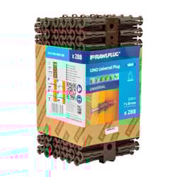 Rawlplug RAW68565 Brown Uno Plugs 7mm x 30mm Pack of 288