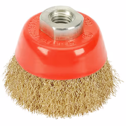 Brassed Steel Crimped Wire Cup Brush, 65mm, M14