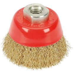 Brassed Steel Crimped Wire Cup Brush, 65mm, M14