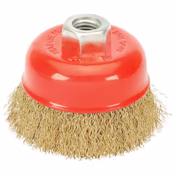 Brassed Steel Crimped Wire Cup Brush, 75mm, M14