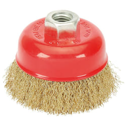 Brassed Steel Crimped Wire Cup Brush, 75mm, M14