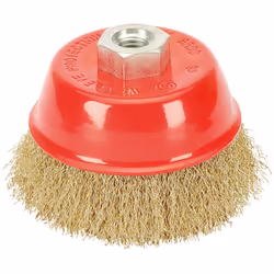 Brassed Steel Crimped Wire Cup Brush, 100mm, M14