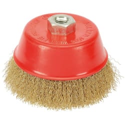Brassed Steel Crimped Wire Cup Brush, 125mm, M14