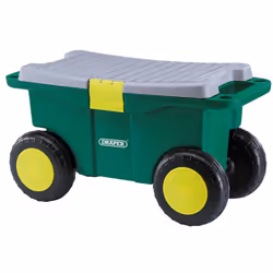 Draper Tools Garden Wheeled Tool Cart and Seat Trolley Storage Box Green 60852