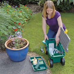 Draper Tools Garden Wheeled Tool Cart and Seat Trolley Storage Box Green 60852