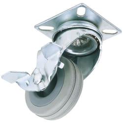Swivel Plate Fixing Rubber Castor with Brake, 75mm Diameter, S.W.L. 70kg