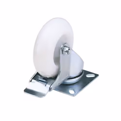 100mm Dia. Swivel Plate Fi x ing Nylon Wheel with Brake - S.W.L. 125Kg