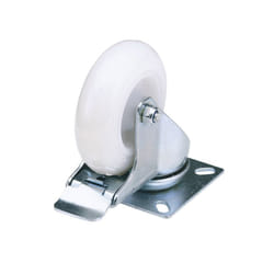 100mm Dia. Swivel Plate Fi x ing Nylon Wheel with Brake - S.W.L. 125Kg