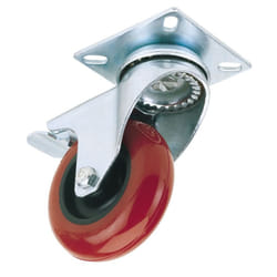 Swivel Plate Fixing Polyurethane Wheel with Brake, 100mm Diameter, S.W.L. 125kg