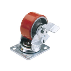 125mm Dia. Swivel Plate Fi x ing Heavy Duty Polyurethane Wheel with Brake - S.W.L. 300Kg