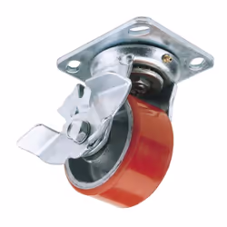 Swivel Plate Fixing Heavy Duty Polyurethane Wheel with Brake, 160mm Diameter, S.W.L. 400kg