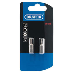 Draper TX-STAR&#174; Insert Bit, 1/4"" Hex, 25mm Long, T10 (Pack of 2)