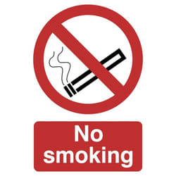 No Smoking' Prohibition Sign, 200 x 300mm