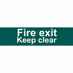 Fire Exit Keep Clear' Safety Sign, 200 x 50mm