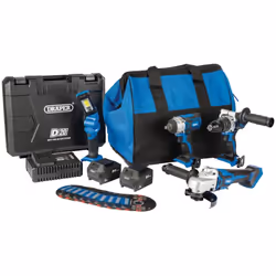 D20 20V Workshop Kit, 1 x 3.0Ah Battery, 1 x 4.0Ah Battery, 1 x Fast Charger (19 Piece)