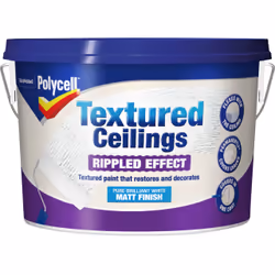 Polycell Textured Ceilings Rippled Effect Matt, Matt, 2.5 L, 4.8 m²/L, 6.8 m²/L, Overnight, 2 h