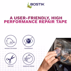 | Max Repair Tape | Clear | Ultra Strong Waterproof Duct Tape | Maximum Bond Strength | Heat, Water & UV Resistant | Indoor & Outdoor Use | 50mm x 20m