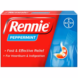 Rennie Antacids, Peppermint Flavour Heartburn Relief and Indigestion Tablets, Fast and Effective Relief for Acid Reflux, 1 Pa ...