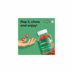 Multi-Action Gummy Vitamins, Cherry Flavour, 10 Essential Vitamins, Including B1 & B2 to Support Energy Release and C to Help Reduce Tiredness &