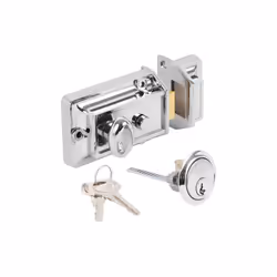 Yale 77 Traditional Rim Cylinder Nightlatch Chrome Case Chrome Cylinder