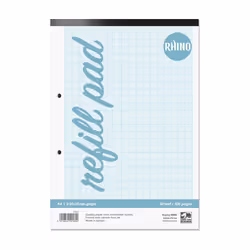 RHINO A4 Refill Pad 50 Leaf 2:10:20 Graph Ruling and Blank Alternative Pages (Pack of 48)
