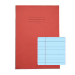 Rhino A4 Special Exercise Book 48 Page Red with Tinted Blue Paper F8M