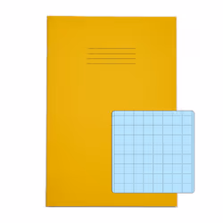 RHINO A4 Special Exercise Book 48 Page Yellow with Tinted Blue Paper S10 (Pack of 50)