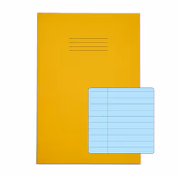 RHINO A4 Special Exercise Book 48 Page Yellow with Tinted Blue Paper F8M (Pack of 50)
