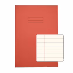 RHINO A4 Special Exercise Book 48 Page Red with Tinted Cream Paper F12M (Pack of 50)