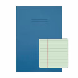 RHINO A4 Special Exercise Book 48 Page Light Blue with Tinted Green Paper F8M (Pack of 50)