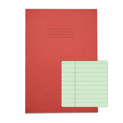 Rhino A4 Special Exercise Book 48 Page Red with Tinted Green Paper F8M