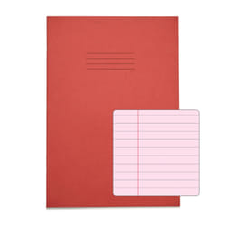 Rhino A4 Special Exercise Book 48 Page Red with Tinted Pink Paper F8M
