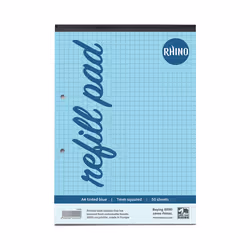 RHINO A4 Blue Paper Refill Pad 100 Page 7mm Squared (Pack of 36)