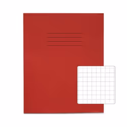 Rhino 8 x 6.5 Exercise Book 48 Page 10mm Squares S10 Red (Pack 100) -