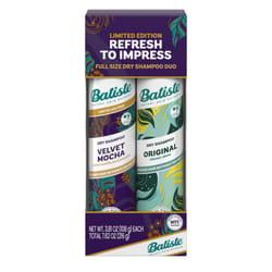 Batiste Dry Shampoo Limited Edition Holiday Gift Set Duo  Velvet Mocha & Original Scent  Refreshes Hair  Removes Oil & Grease  7.62 Oz  2 Pack