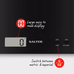 Salter Arc Electronic Digital Kitchen Scales Black 1066 Slim Design Easy Clean