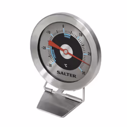 Salter Analogue Fridge Freezer Thermometer, Measure -30 C to +30 C, Keep Food Fresh, Hang or Stand, Stainless Steel Body, Bi- ...