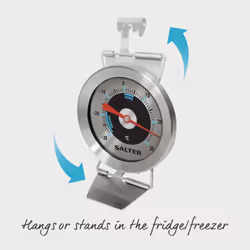 Salter Analogue Fridge Freezer Thermometer, Measure -30 C to +30 C, Keep Food Fresh, Hang or Stand, Stainless Steel Body, Bi-Metal Sensor for...