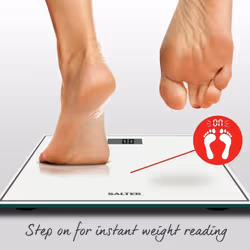 Salter Compact Digital Bathroom Scales - Toughened Glass, Measure Body Weight Metric / Imperial, Easy to Read Digital Display, Instant Precise...