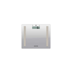 Salter Compact Body Analyser Bathroom Scales, Measure Weight BMI Body Fat Body Water, Ultra Slim Toughened Glass, 8 User Memory, Easy to Read Dig