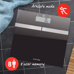 Salter 9198AR BK3R Glass Analyser Bathroom Scale Weighing BMI Body Fat
