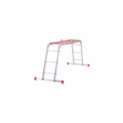 Werner 75012 Multi Purpose Ladder 12 in 1 with Platform Combi, Silver & Red