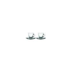 Set Of 2 Espresso Cup And Saucers - Glass Entertain Ravenhead Cups Coffee Clear -  espresso saucers glass entertain ravenhead cups set 2 coffee clear