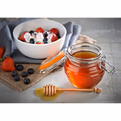 Kilner Glass 0.4L Honey Pot With Beech Wood Dipper Clip Top Jar Storage Kitchen
