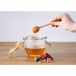 Kilner Glass 0.4L Honey Pot With Beech Wood Dipper Clip Top Jar Storage Kitchen