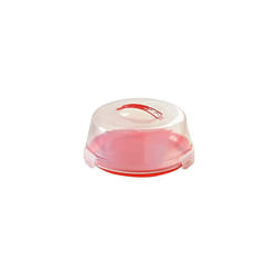 Mason Cash Round 24 cm Cake Caddy with Lid Carry Handle and Easy Locking System, Red, 26 x 26 x 12 cm
