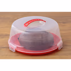 Mason Cash Round 24 cm Cake Caddy with Lid Carry Handle and Easy Locking System, Red, 26 x 26 x 12 cm