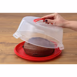 Mason Cash Round 24 cm Cake Caddy with Lid Carry Handle and Easy Locking System, Red, 26 x 26 x 12 cm
