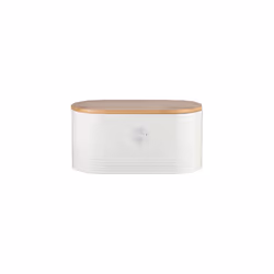 Typhoon living Stainless Steel Cream Bread Bin with Bamboo Lid