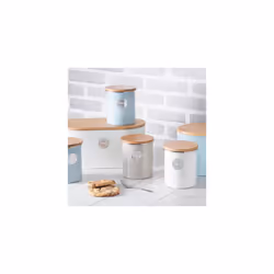 Typhoon living Stainless Steel Cream Bread Bin with Bamboo Lid
